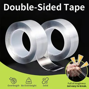 Nano Double Sided Tape Heavy Duty, 1.18IN(W) * 16.4ft(L) Washable Transparent Gel Tape, Removable Traceless Adhesive for Wall Mount, Home Decor, Car, Office tiktokshopspringglowup