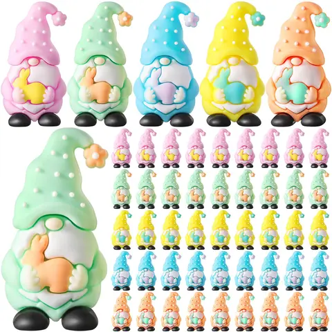 Easter Good Luck Gnomes Figures, 25/50pcs Mini Heart Pink 3D Cute Rubber Statues - Durable Rubber for Lasting Display, Couple-Party Favor, Adds Whimsy to Any Room, Year-Round Desk Decor Gift