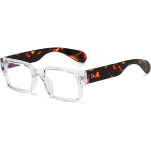 Rectangle Glasses for Men Women Square Blue Light Glasses Thick Frame Black Eyeglasses
