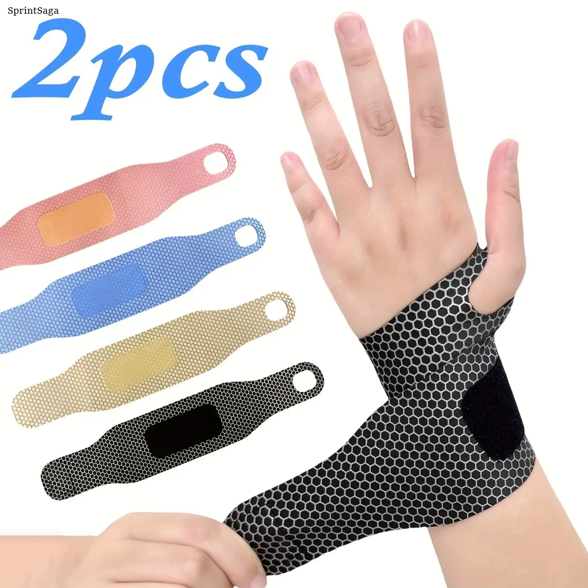 Unisex 2-Pack Lightweight Breathable Wrist Braces - Elastic Adjustable Compressive Protective Gear for Exercise, Office Work
