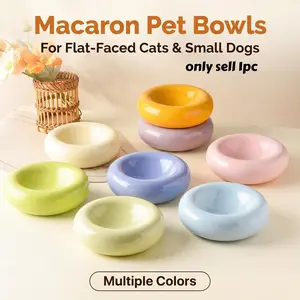 High Aesthetic Donut Ceramic Pet Bowl, Fashionable Snack and Water Dish, Wide Edge Anti-Drip Design, Easy to Clean, Suitable for Small to Medium Pets
