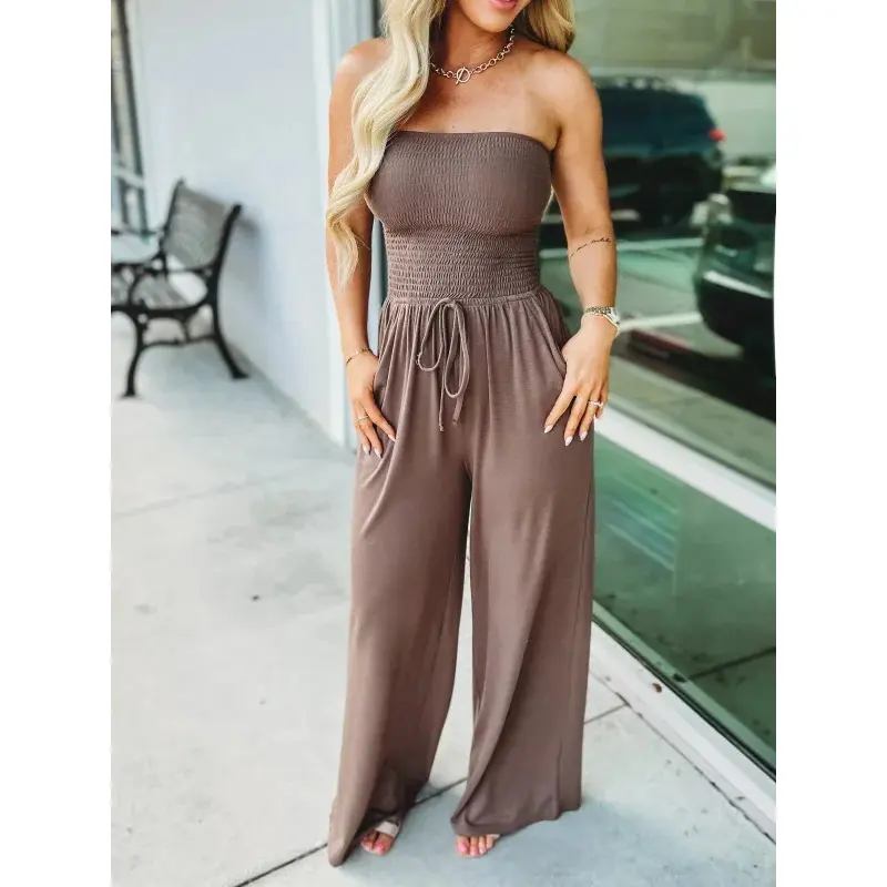 2025 Color Strapless Loose Women's Jumpsuit