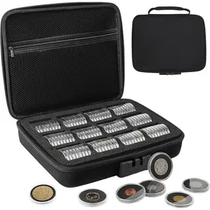 46mm Coin Capsules with Foam Gasket and Storage Organizer Box, Coin Storage Case with Lock Coin Collection Supplies for Dime,Cent,Nickel,Quarter,Silver Dollar,Half Dollar (Black Gasket-46mm-96PCS)