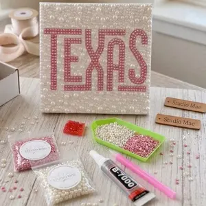 Premium DIY Diamond Art Kit - Texas Aesthetic Pink & Pearl Western Bling Canvas (5x5 inch)