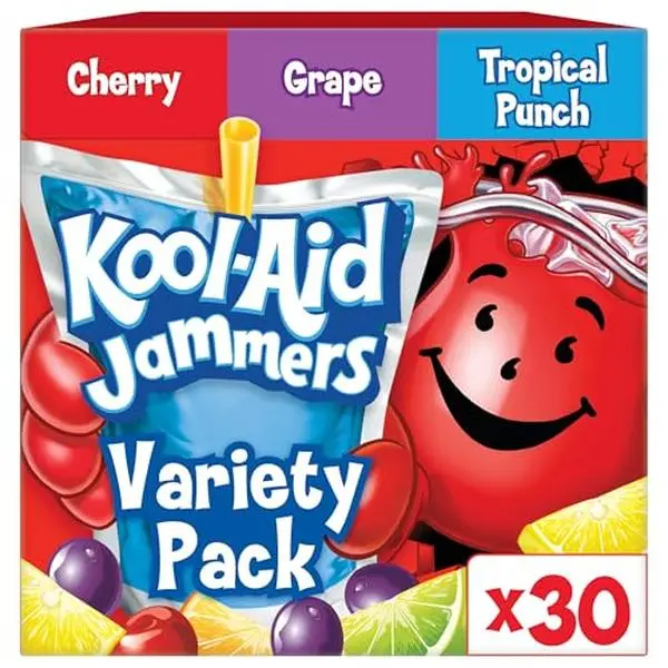 Kool-Aid Variety Pack, 30 ct Box Tropical Punch, Grape & Cherry, 6 fl oz | for Flavorful Hydration and Shareable Refreshment Good Source of Vitamin C, Caffeine Free Gluten Free