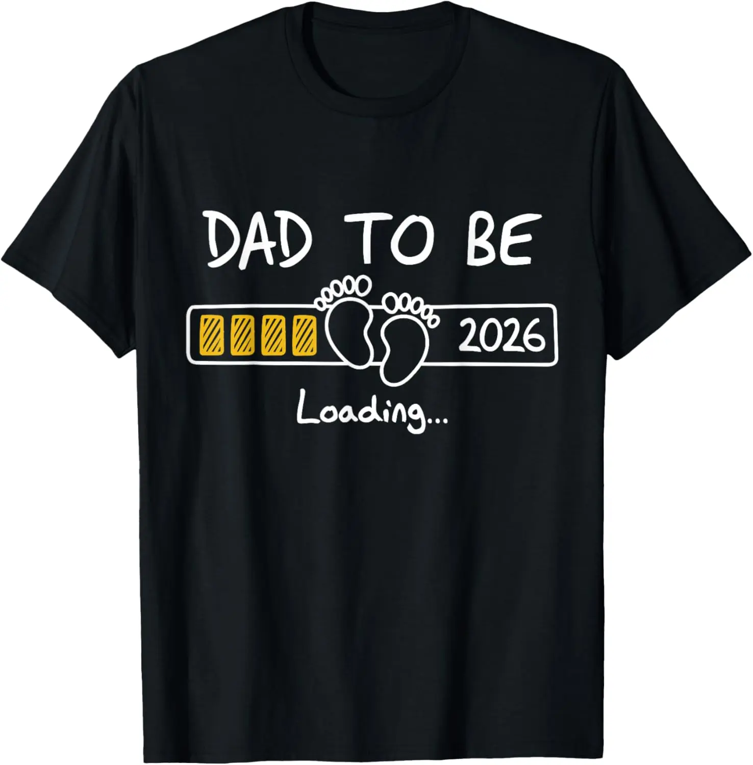 Dad To Be 2026 Dad Loading New Dad est 2026 Daddy To Be T-Shirt Pure Cotton Graphic Tees Menswear Top: Gifts for Men & Women, Natural, Shortsleeve