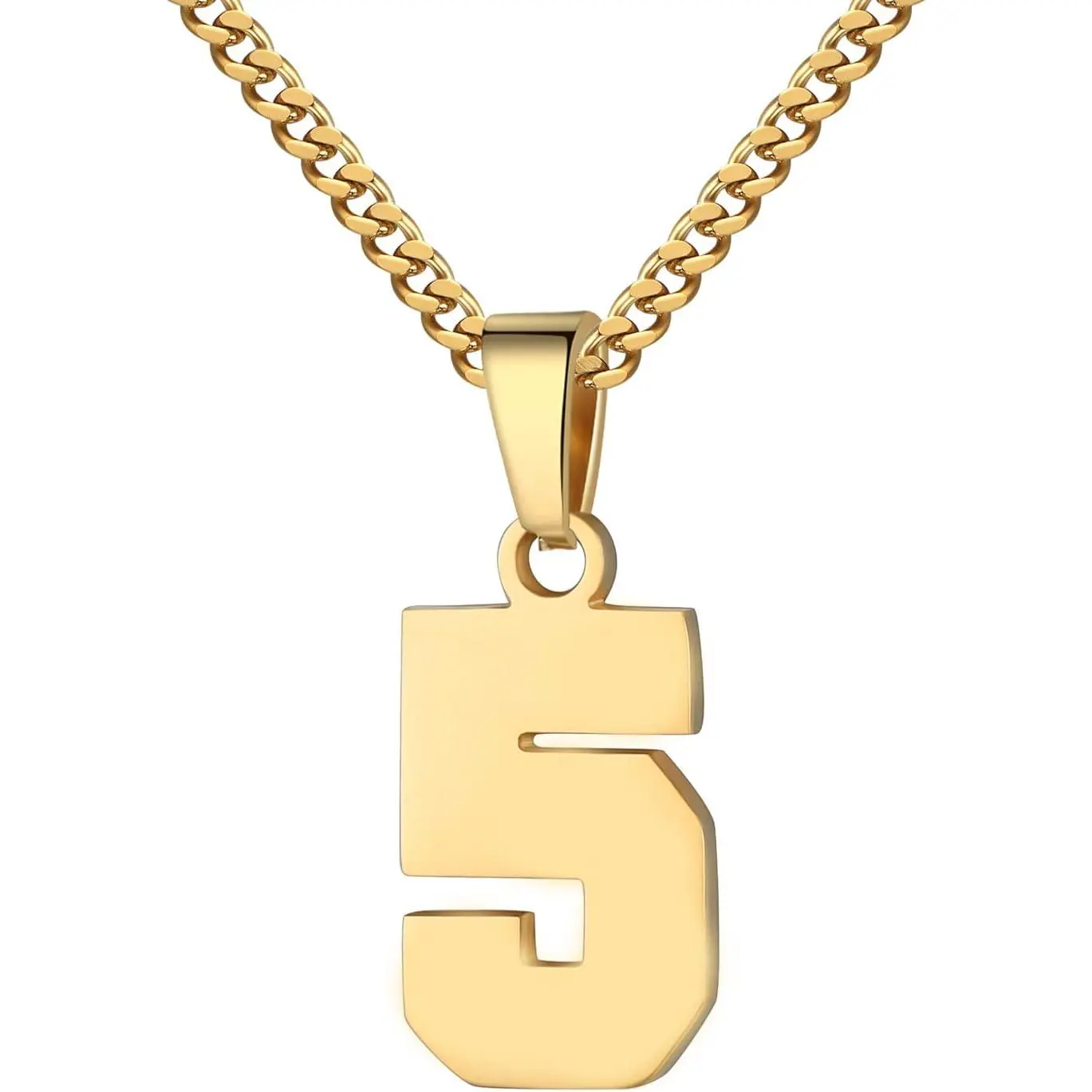 Men's Stainless Steel Number Charm Necklace, 0-99 Athlete Jersey Pendant, Hypoallergenic Waterproof 22+2in Adjustable Cable Chain, Birthday Gift for Football Fans & Teachers, with Black Flannel Bag for Classmates