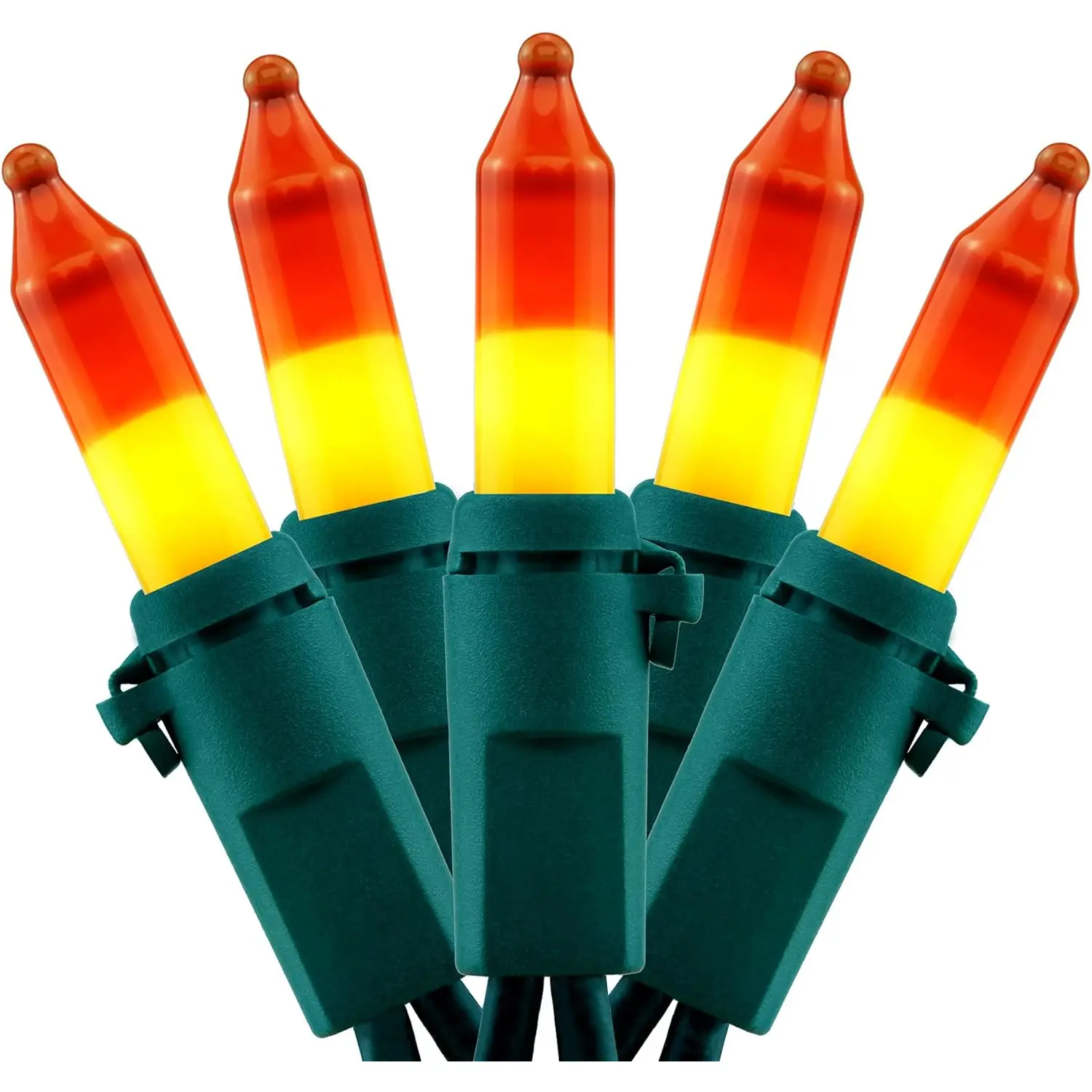 YULETIME Candy Corn String Lights with Green Wire, 66 Feet 200 Count UL Certified Christmas Light, Pack of 2 Sets 33 Ft 100 Mini Light Set for Halloween Thanksgiving Holidays (Candy Corn) Yuletime Inc.