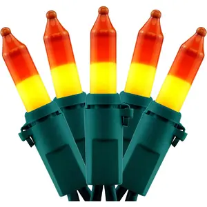 YULETIME Candy Corn String Lights with Green Wire, 66 Feet 200 Count UL Certified Christmas Light, Pack of 2 Sets 33 Ft 100 Mini Light Set for Halloween Thanksgiving Holidays (Candy Corn) Yuletime Inc.