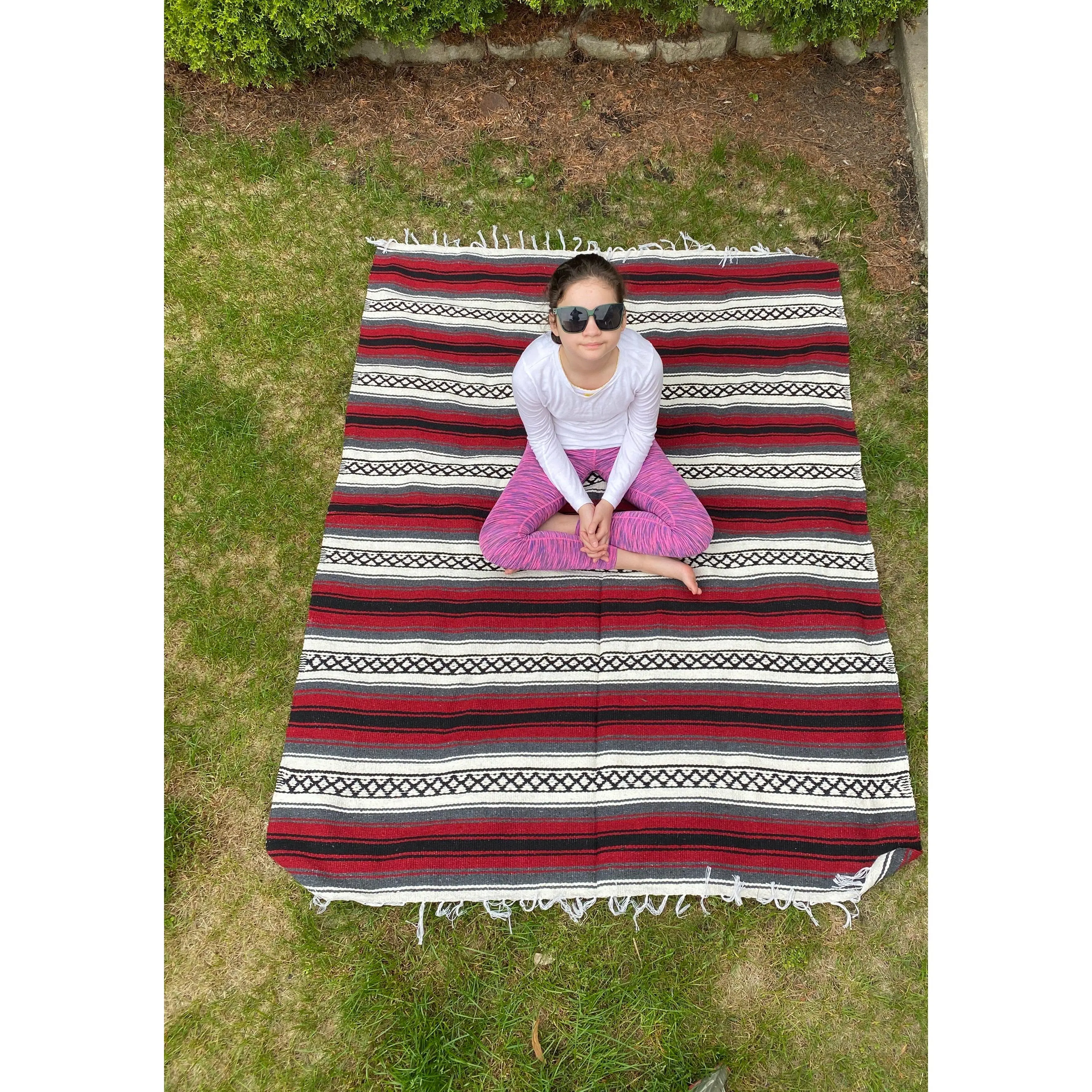Pow Wow Burgundy/White Yoga Blanket