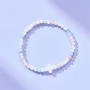 Holy Water Cross Bracelet In Morganite