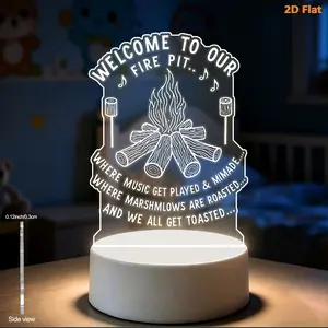 Acrylic LED Night Light, Cotton Candy Fun Toast Halloween Summer Bedside Lamp, Cozy Reading Gift, 2D Plane Design