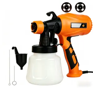 Handheld Paint Spray Tool Kit, Multi-Purpose HVLP Sprayer with Adjustable Flow & Nozzles for Walls, Fences, Furniture & Cabinets, US Plug (Orange)