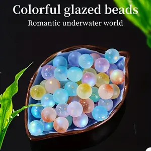 51pcs Handcrafted Glass Marbles - Iridescent Glitter Crystal Spheres, Vintage Style Multicolored Decorative Orbs for Garden Paths, Aquariums, Walls - Valentine’s Day Home & Outdoor Decor, No Electricity Needed, Glass Decorative Items