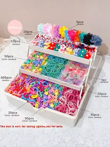 600-piece mixed girls' hair accessory set, featuring various styles of hair accessories, in large quantity, colorful hair clips, hair ties, and hair bands, suitable for girls' daily party hairstyles and as holiday or birthday gifts.