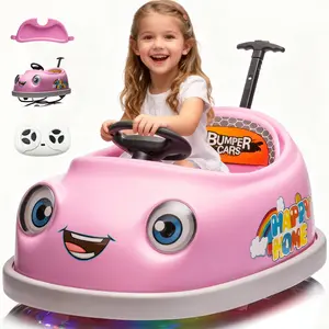 IHUESHO 12V 6-in-1 Electric Bumper Car for Toddlers, Ride-On with Parent Remote & Self-Drive, 360° Bumper, Silent Wheels, Push Car & Rocking Horse, Christmas Gift for Kids Ages 1–4