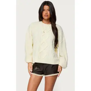 Edikted Women's Braided Cable Knit Oversized Sweater