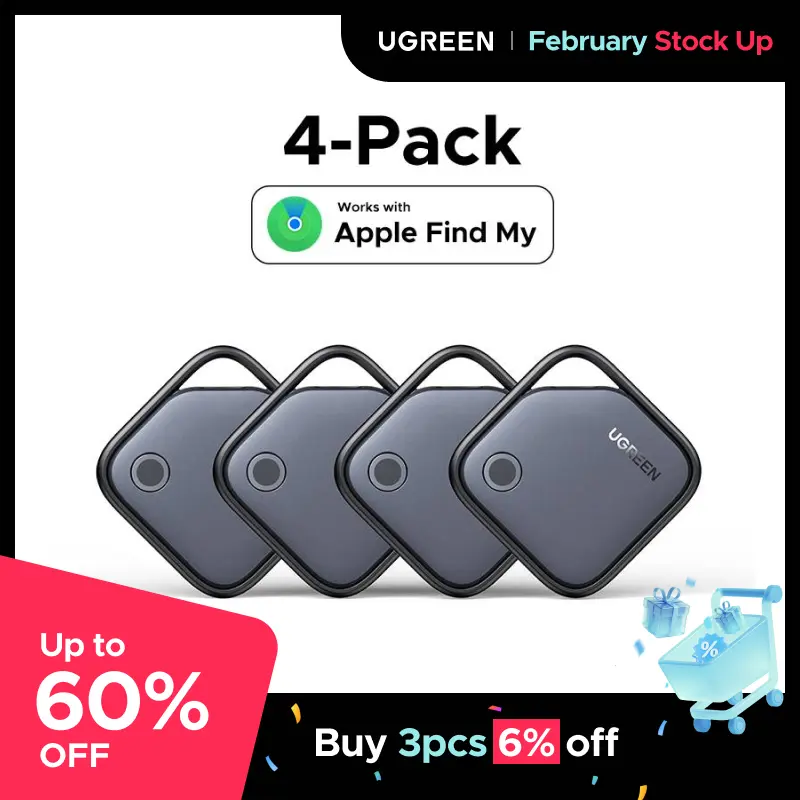UGREEN Finder Tag Compatible with Apple Offcial Chip (for iOS Only), Anti-lost for Car Key Wallet Luggage Passport with Alarm& Left-Behind Remind Slim Bluetooth Tracker,Gps Signal Protector Smart Tracking ,TikTokShopBlackFriday ,Tiktokshopstockup 