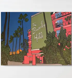 Fear and Loathing at The Beverly Hills Hotel 30x40x2 Acrylic On Canvas Artwork American Dream Heart Hunter Thompson Haunted Hotel