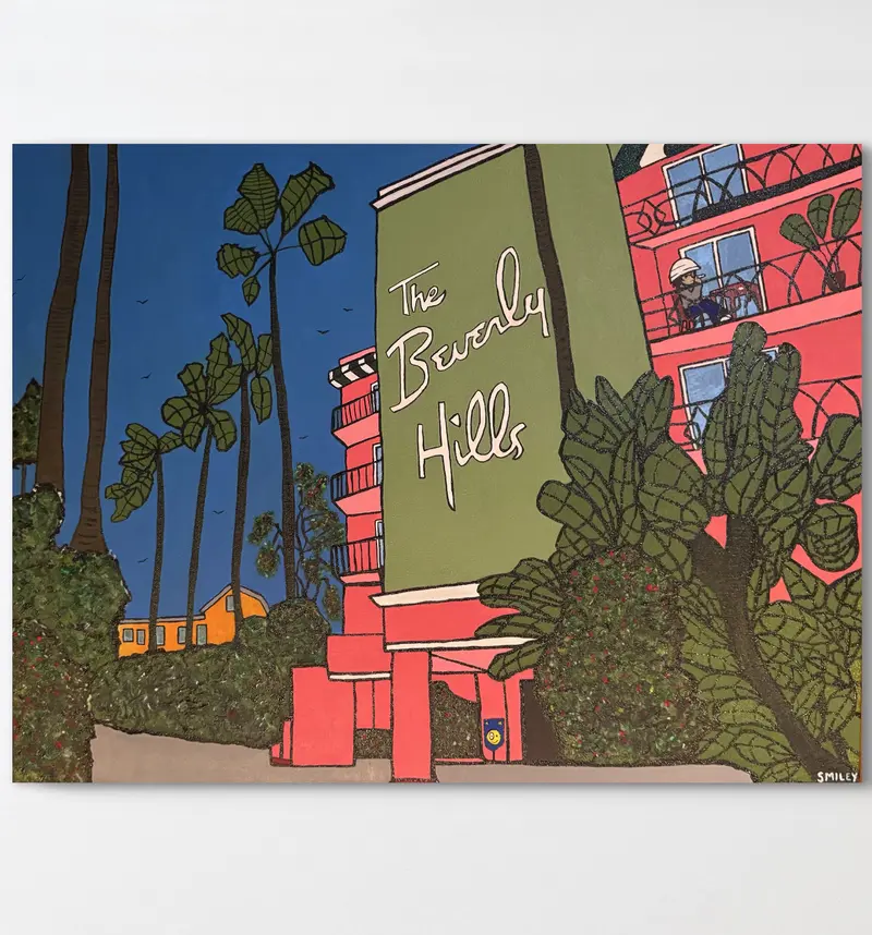 Fear and Loathing at The Beverly Hills Hotel 30x40x2 Acrylic On Canvas Artwork American Dream Heart Hunter Thompson Haunted Hotel