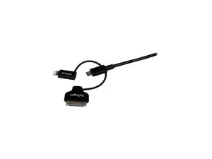 StarTech.com 1m (3 ft) Black Apple 8-pin Lightning or 30-pin Dock Connector or Micro USB to USB Combo Cable for iPhone /