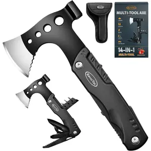 Multi Tool Camping Axe Hatchet 11-in-1 Camping Gear Tool with Axe Knife Saw Bottle Can Opener Screwdrivers Nylon Sheath Gifts for Men Perfect Camping Hiking