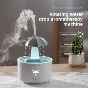 Smart Colorful Raindrop Aromatherapy Humidifier with Remote Control, Rotating Water Drop, USB Powered, Simulated Raindrops & Colorful Lights for Home Office Hydration
