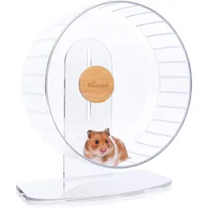 Super-Silent Hamster Exercise Wheels Quiet Spinner Running Wheels with Adjustable Stand for Hamsters Gerbils Mice or Other Small Animals Large Transparent