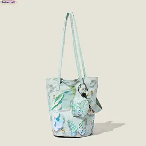 Women’s 2026 Summer Trending Crossbody Bucket Bag - Butterfly Design, Large Capacity, Lightweight Spacious Tote Purse for Daily Use, Travel