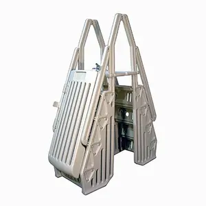 Vinyl Works AF Adjustable 24 Inch Gated Entry Above Ground Pool Ladder, Taupe Vinyl Works AF Adjustable 24 Inch Gated Entry Above Ground Pool Ladder, Taupe