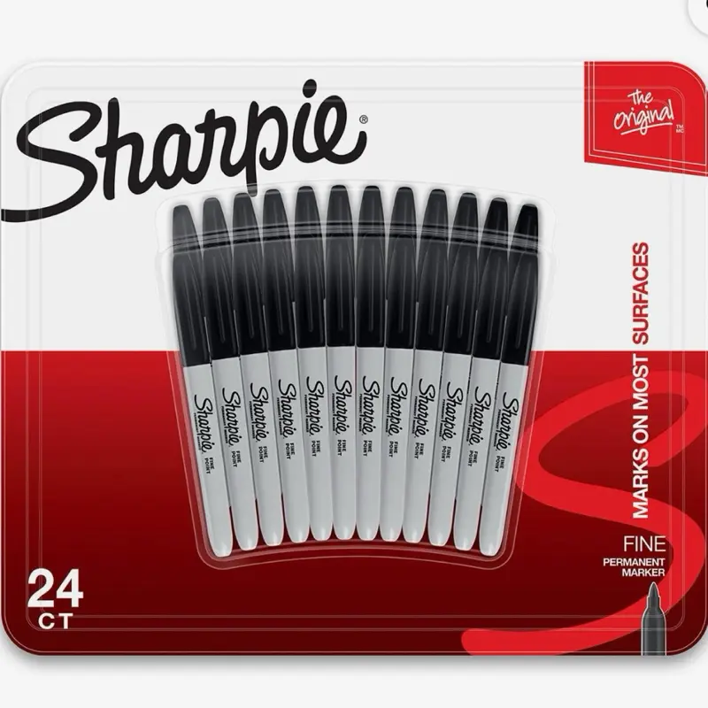 Sharpie permanent marker, fine, tip black, 24 count