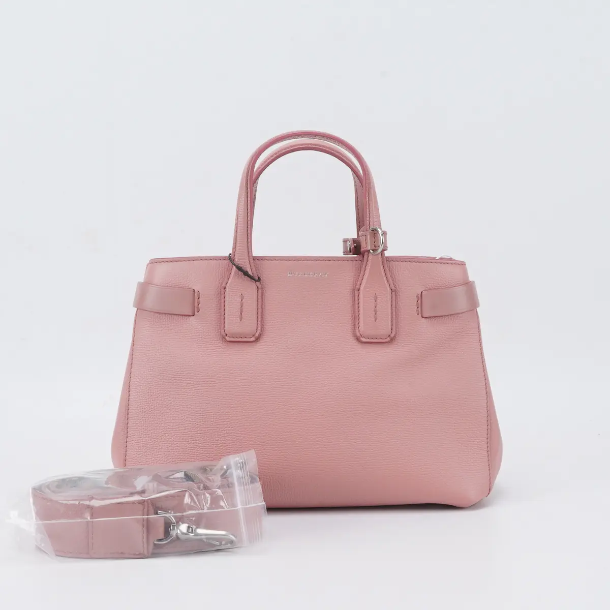 Pre-owned BURBERRY Calfskin Top Handle Bags Mini Banner Dusty Rose Tote Bag BGP212858