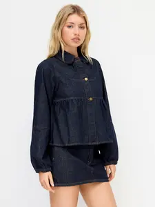 Cider Denim Peter Pan Collar Button Oversized Jacket