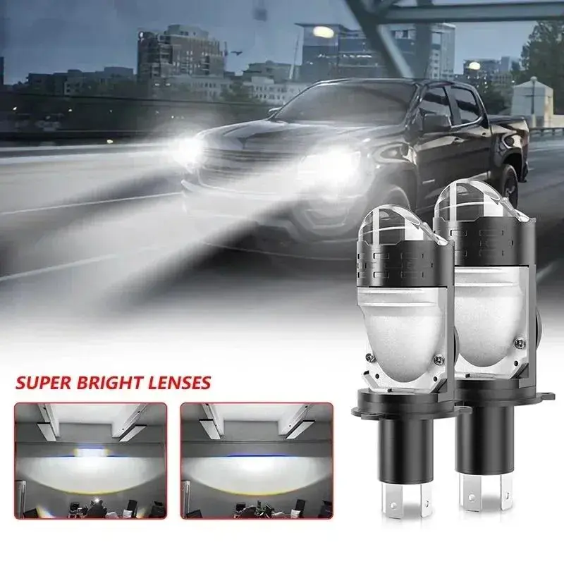 OKCKMK 2026 New H4 White LED Headlight, HD Lens LED Car Light, 12/24V, 6000K Cool White Light, High Lumen Output, CANBUS Compatible, suitable for cars, motorcycles, off-road vehicles, plug-and-play bulb