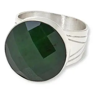 Mine Finds by Jay King Sterling Silver Nephrite Jade Round Ring