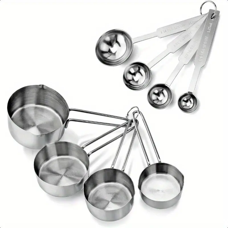 Stainless Steel Measuring Spoons and Measuring Cups, Kitchen Tools for Drying and Liquid Ingredients, Cooking and Baking Categories, Measuring Spoons, Measuring Cups, Scale Bowls