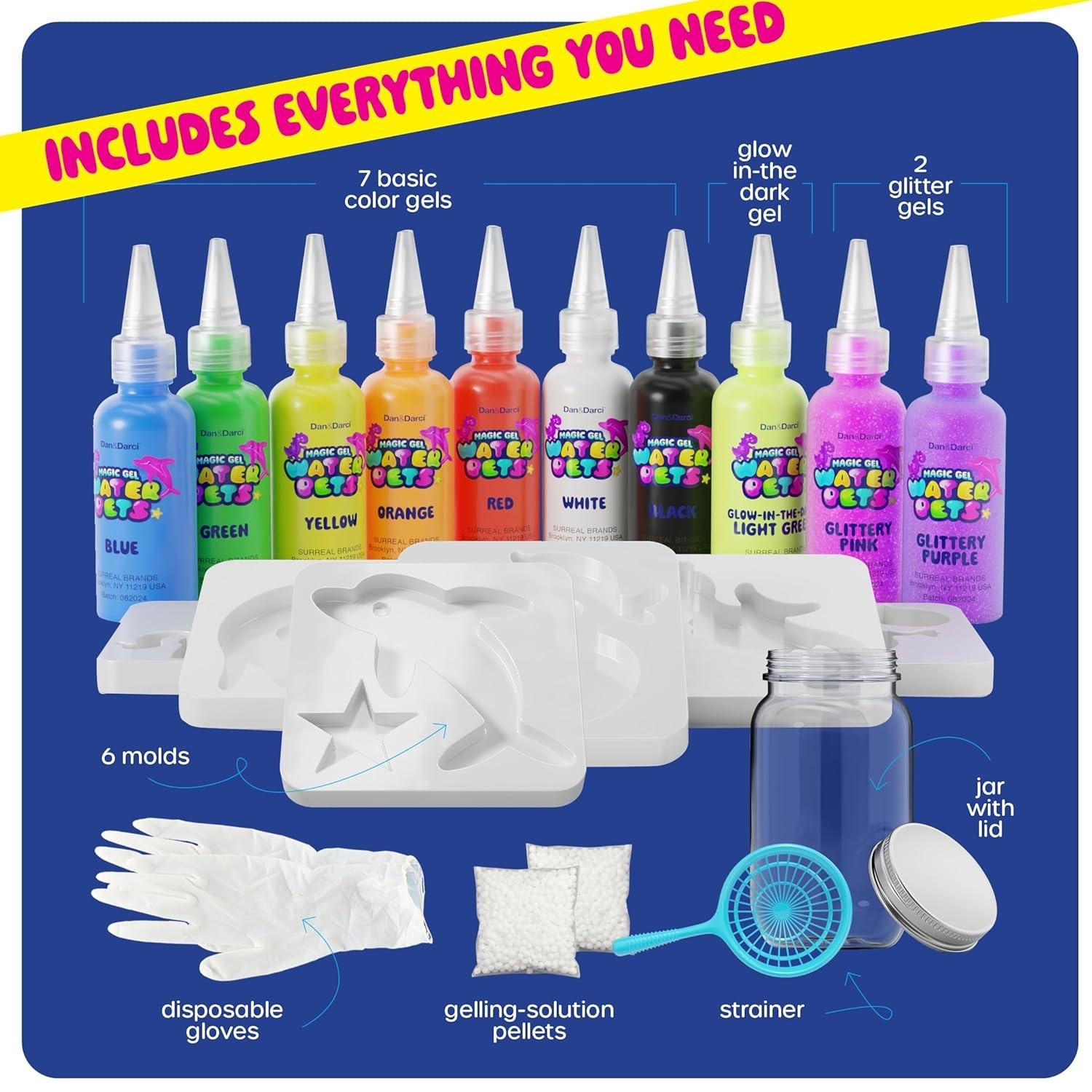 Magic Water Elf Toy Kit for Kids with 20 Gels and 10 Molds, Aqua Fairy,Fun DIY Craft Kit, Squishy Maker, Magic Water Art Kit Favors, Kids Christmas Gifts Crafts Ages 4-8