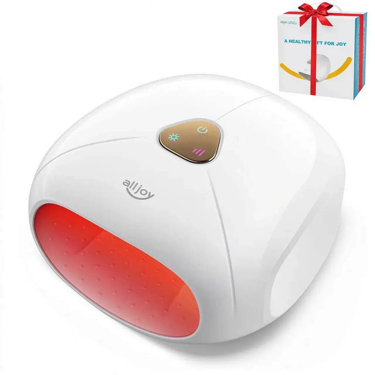 Alljoy Adjustable Heated Hand Massager, 2 Massage Modes, 3 Heat & Intensity Levels, Cordless Hand Therapy Massager for Hand Pain, Sore Fingers and Carpal Tunnel Relief for Men & Women Gift
