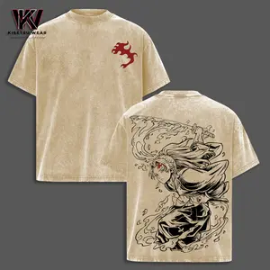 Yoriichi Tsugikuni T-Shirt Demon Slayer Infinity Castle Graphic Anime Tee Oversized Acid Washed Soft Cotton Men Shirts Anime Streetwear Casual Menswear Summer Clothing Gift for Demon Slayer Fans Yoriichi Lovers