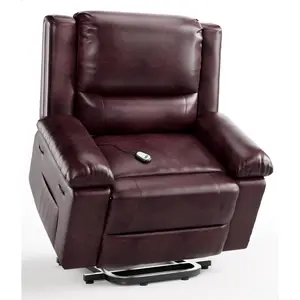 Electric Lift Recliner Chair - Heat and Massage, PU Leather Power Lift Recliner for Elderly & Mobility Impaired, Adjustable Back and Legs, Heavy Duty Lift Chair for Seniors，
