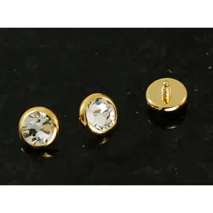 3 Pc 14g 4mm 14K Gold Plated On Surgical Steel with Clear CZ Flat Dermal Heads Top