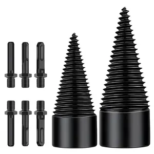8Pcs Firewood Log Splitter Bit Set 32MM & 42MM Screw Cone Driver for Drills Round Square Hex Shank Tools High Carbon Anti-Slip Efficient Logging Cutting