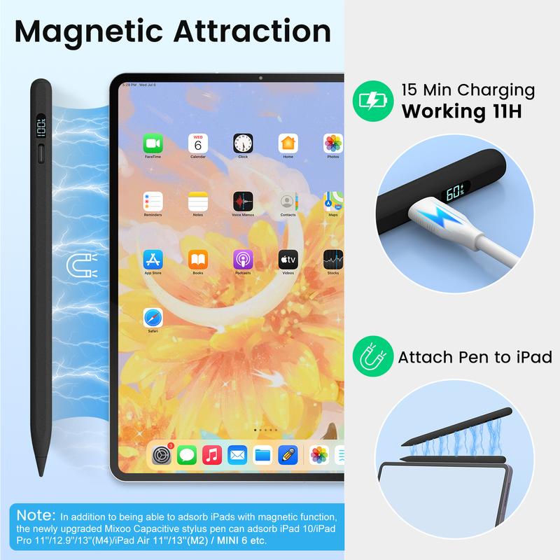 MEKO Stylus Pen -Fast Charge Pencil with Palm Rejection/Tilts,LED Power Display,for iPad 10/9/8/7/6th,Pro 12.9"/11"/M4,Air 5/4/3/M2,Mini 6/5