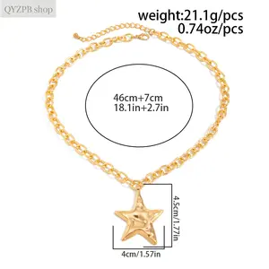 Light Luxury Irregular Pentagram Pendant Necklace for Women – Minimalist Y2K Geometric Statement Jewelry, Trendy Layering Necklace, Day-to-Night Gift Her,summerwins