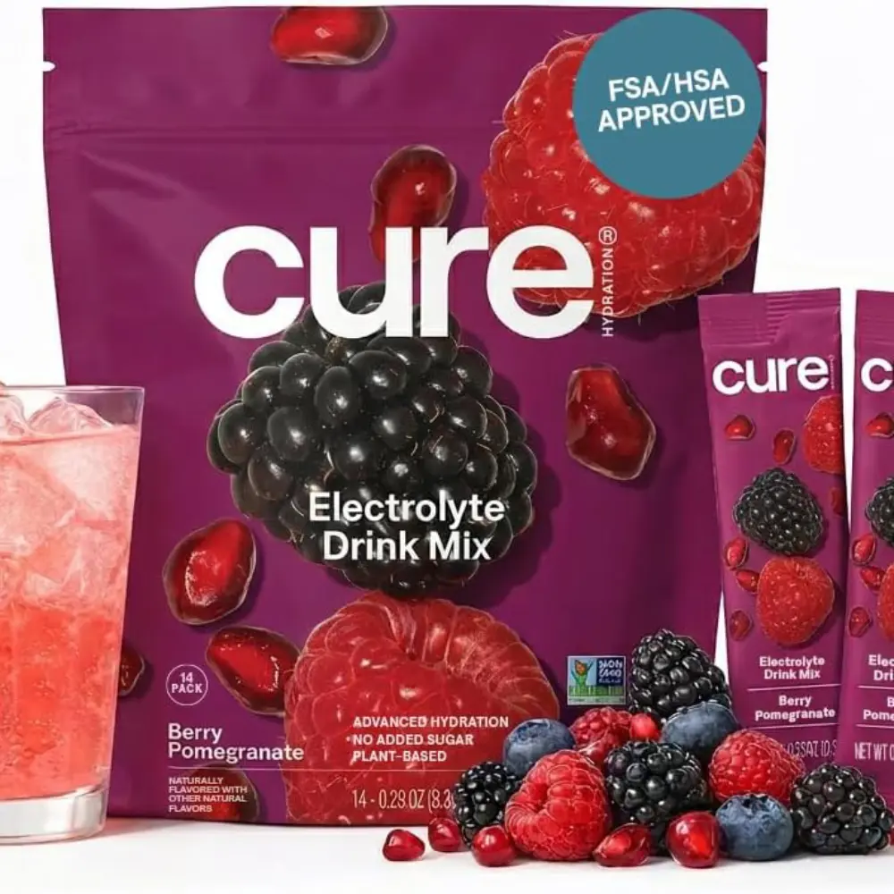 Electrolyte Powder Drink Mix Berry Pomegranate 14 Packets Hydration Powder with Coconut Water No Added Sugar Vegan Non GMO