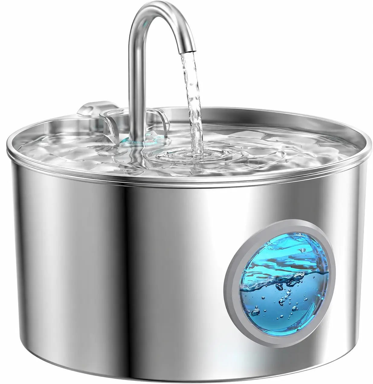 Stainless Steel Cat Water Fountain, 74oz/2.2L Quiet Pump Automatic Pet Hydration Fountain with 4-Stage Filter, Easy Clean for Fresh Water