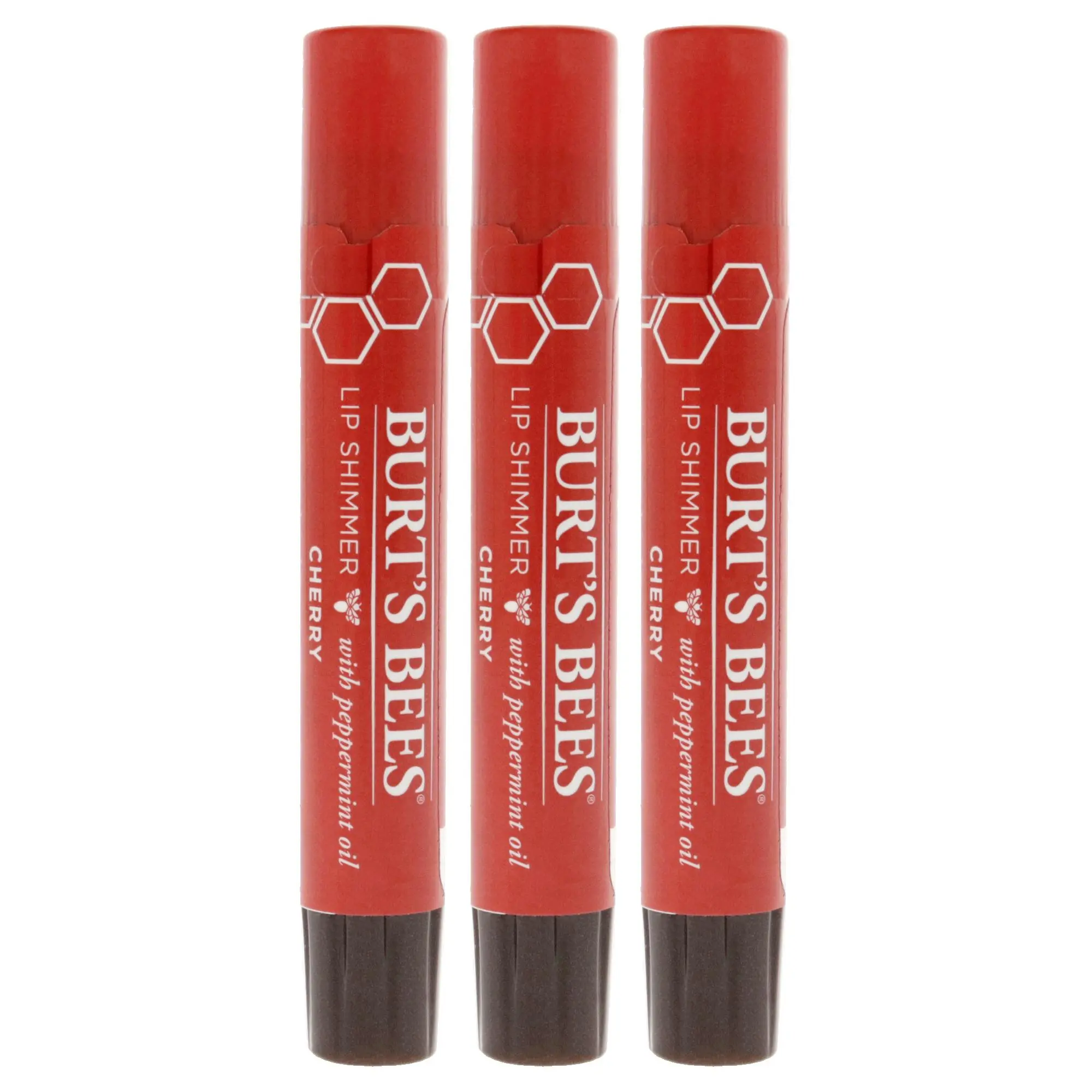 Burt's Bees Cherry Lip Shimmer - Women's Lip Care Cosmetic, Glossy Compact Scented Product - 0.09 oz, Pack of 3, Beauty Products