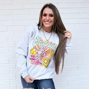 Neon Softball, Game Day, Preppy Softball, Softball Mama, Glitter Softball Mom, Leopard Softball Coquette Sweatshirt