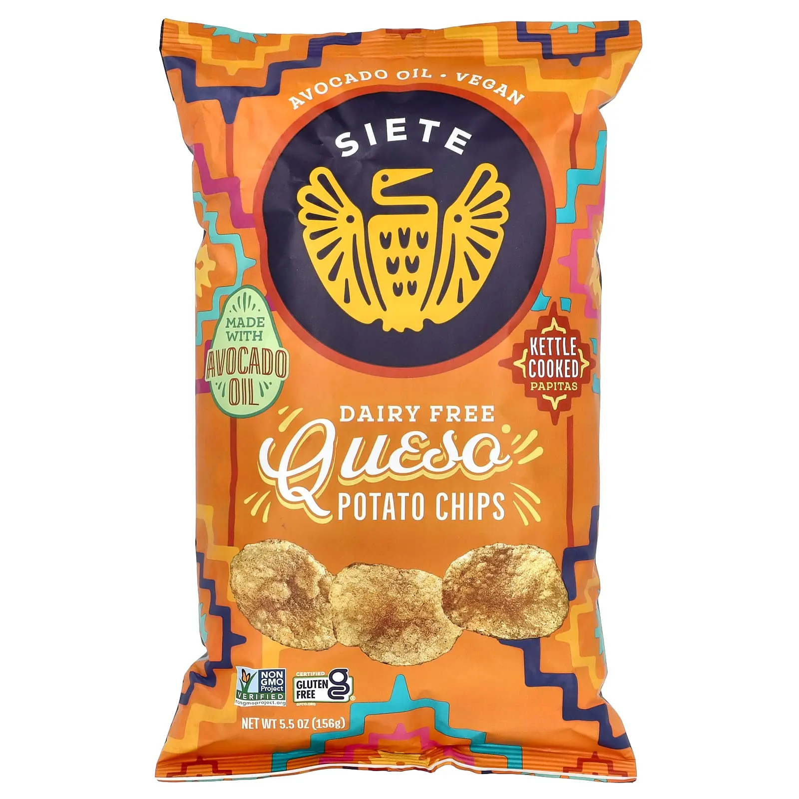 Siete Potato Chips, Queso, 5.5 oz (156 g) Siete Potato Chips, Queso, 5.5 oz (156 g)