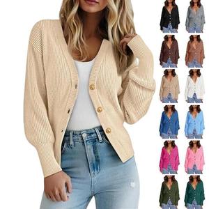 Imily Bela Womens Cardigan Sweaters Open Front 2025 Chunky Button Down V Neck Sweater Winter Knit Ribbed Outwear